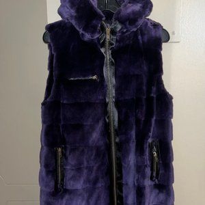 Sheared mink hooded vest